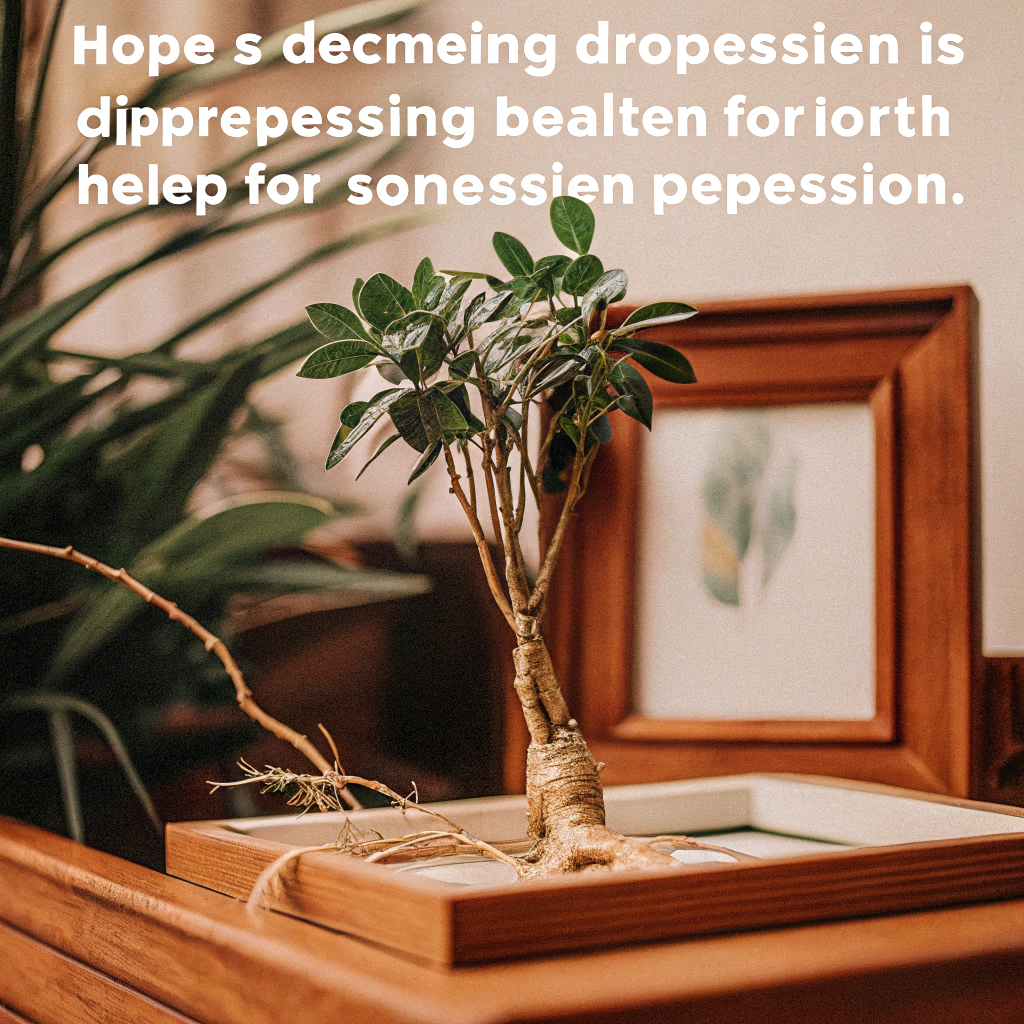 Delicate Panax ginseng stem surrounded by green leaves symbolizing hope in overcoming depression