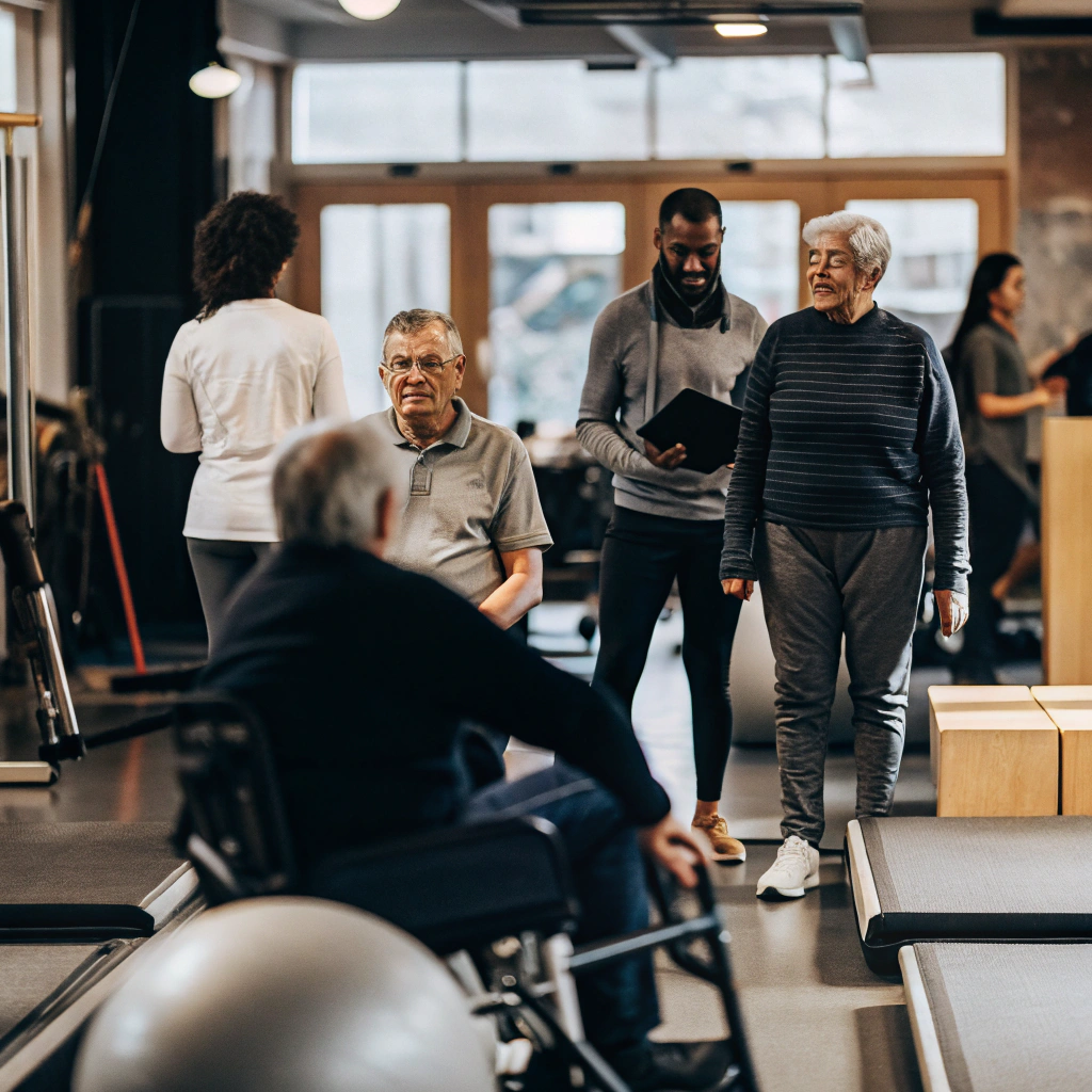 diverse individuals at a rehabilitation center