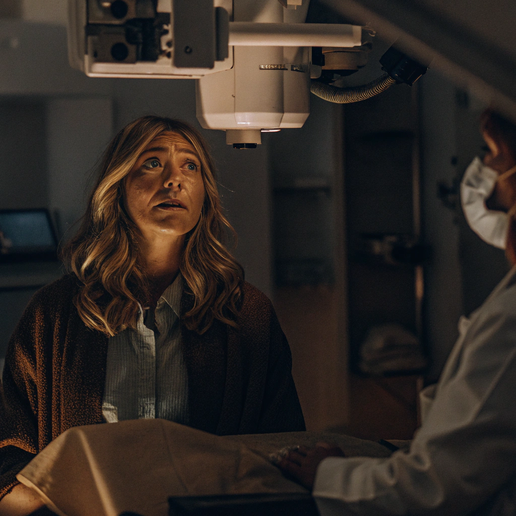 Woman undergoing tests at a clinic for high-risk HPV-16 and head and neck cancer