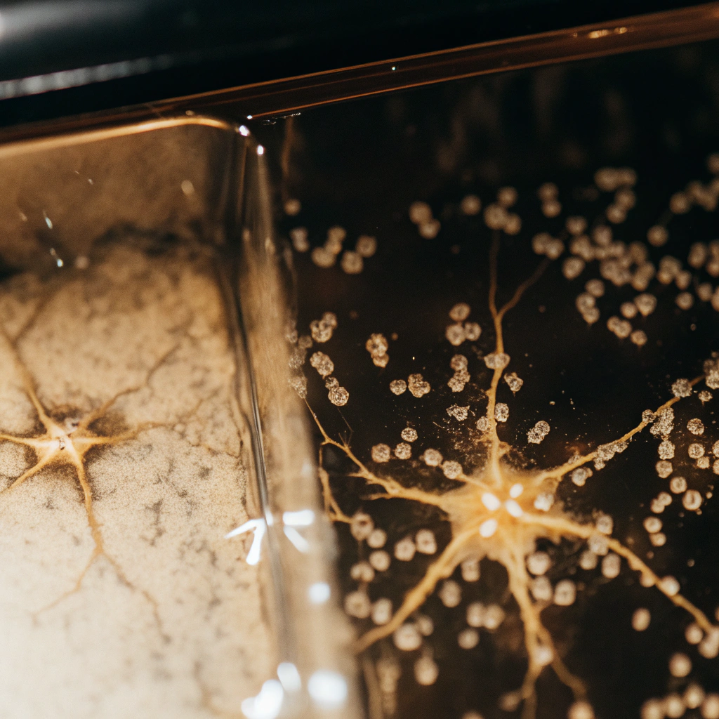 Microscope slide of HMGB1 molecules interacting with microglia in the medial prefrontal cortex
